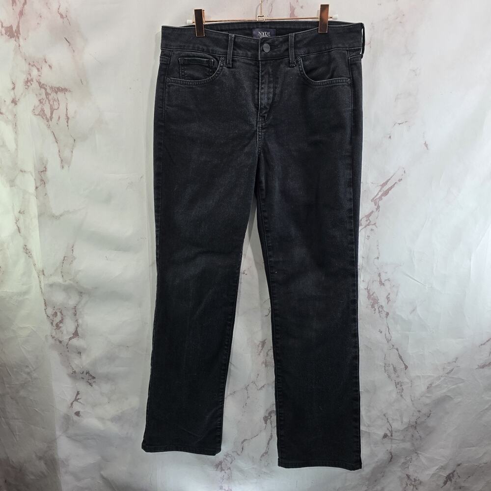NYDJ Jeans Womens 8 X 30 Black Marilyn Straight Stretch High Rise Daughters